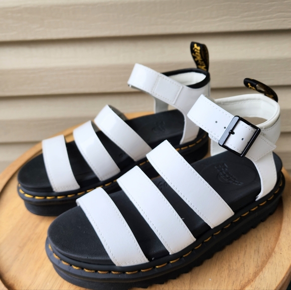 Dr. Martens Blaire patent leather strap white sandals - Picture 4 of 15